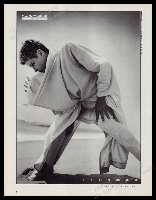 Max Studio Leon Max Clothing 1980s Print Ad 1984 Fashion Beach Fetch-the-Paper