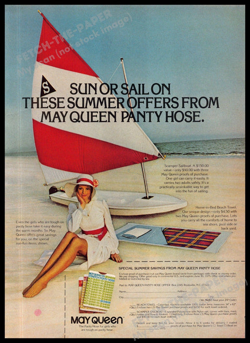 May Queen 1970s Magazine Print Ad 1975 Legs Stockings Hosiery Pantyhose May Queen