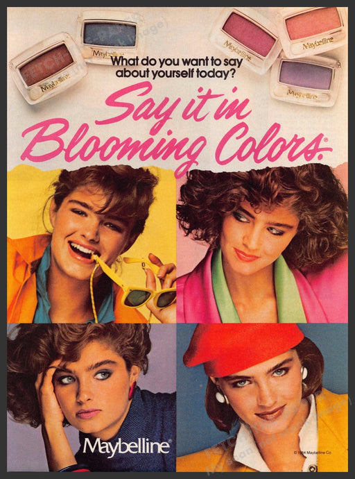 Maybelline 1980s Print Advertisement 1984 "Say it in Blooming Colors" Maybelline