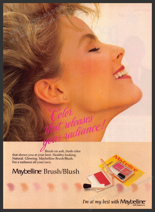 Maybelline 1980s Print Advertisement 1985 Brush Blush "Releases your radiance" Maybelline
