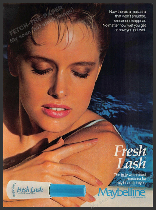 Maybelline 1980s Print Advertisement 1987 Fresh Lash Water Waterproof Eyes Maybelline