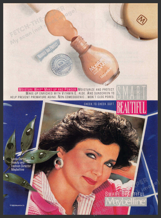 Maybelline 1980s Print Advertisement 1989 Lynda Carter Smart Beautiful Fetch-the-Paper