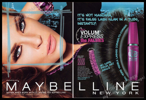 Maybelline 2010s Print Advertisement (2 page) 2010 Falsies Erin Wasson Model Maybelline