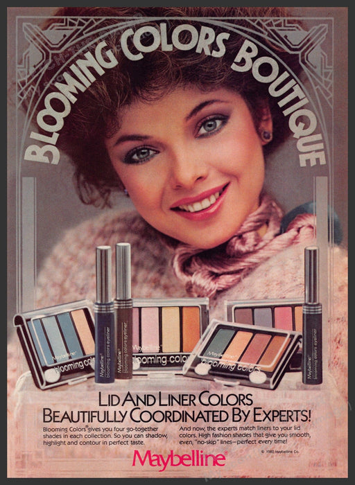 Maybelline Blooming Colors 1980s Print Advertisement 1982 Model Sweet Smile Fetch-the-Paper