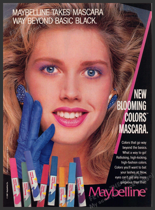 Maybelline Blooming Colors 1980s Print Advertisement 1987 Mascara Beyond Black Maybelline
