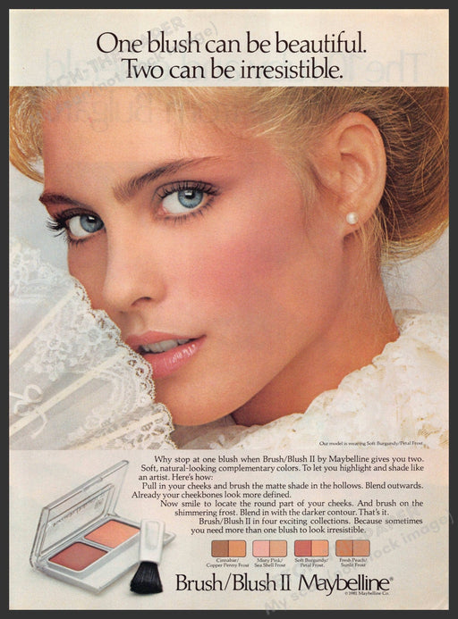 Maybelline Blush 1980s Print Advertisement 1982 Cosmetics Fetch-the-Paper