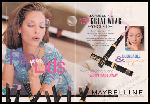 Maybelline Christy Turlington 1990s Print Advertisement Ad (2 pages) 1997 Fetch the Paper!