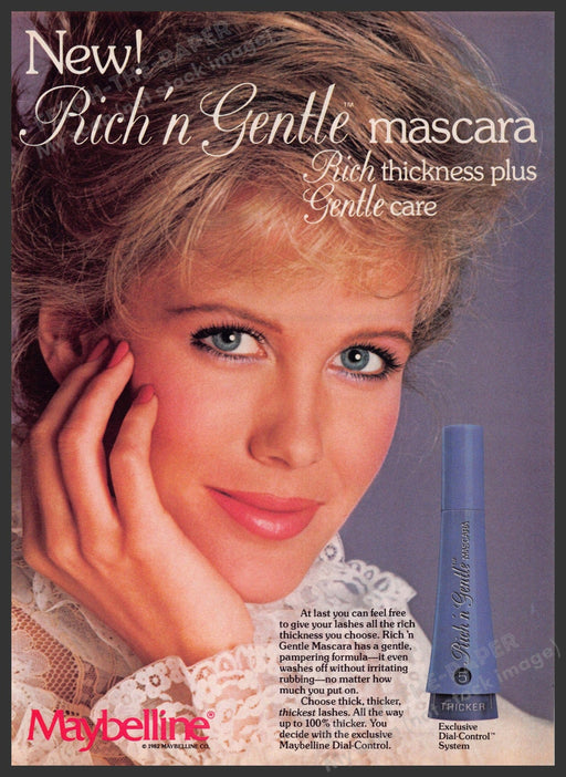 Maybelline Rich 'n Gentle Mascara 1980s Print Advertisement 1982 Fetch-the-Paper
