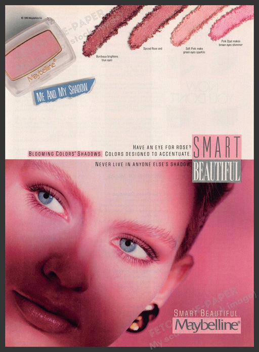 Maybelline Smart Beautiful 1980s Print Advertisement 1989 Pink Bloomin Colors Maybelline