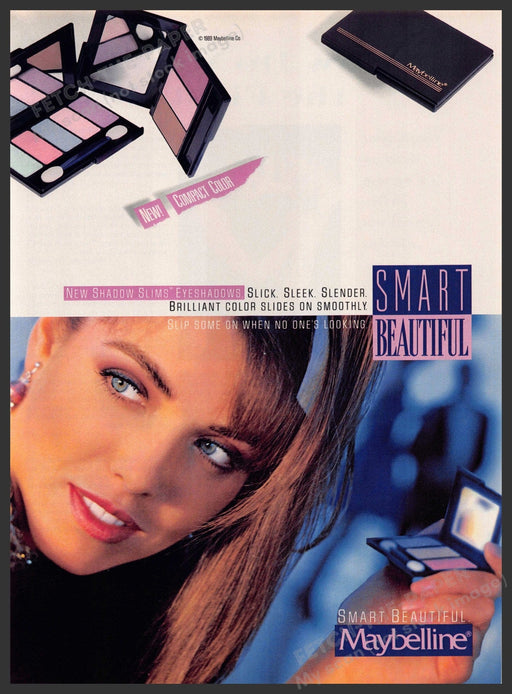 Maybelline Smart Beautiful 1980s Print Advertisement 1989 Slims Ad Maybelline