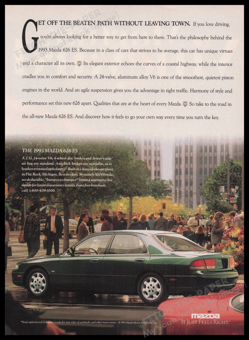 Mazda 626 ES Car 1990s Print Advertisement Ad 1993 Fetch the Paper!
