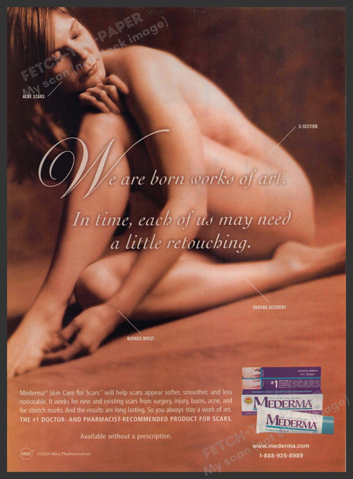 Mederma Skin 2000s Print Advertisement 2004 Bare Body "We are each works of Art" Fetch-the-Paper
