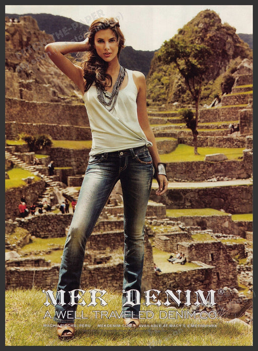 Mek Denim Jeans Machu Picchu Peru 2010s Print Advertisement Ad 2010 Long Legs Fetch-the-Paper