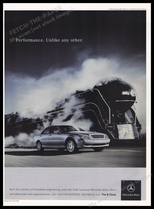 Mercedes-Benz S-Class Car 2000s Print Advertisement Ad 2003 Racing Train Fetch the Paper!