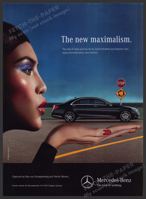 Mercedes-Benz S-Class Fashion Sui He & Gan 2000s Print Advertisement Ad 2013 Fetch the Paper!
