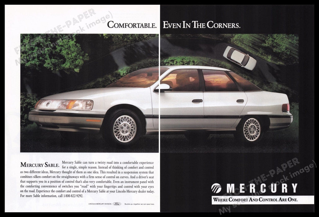 Mercury Sable Car 1980s Print Advertisement (2 pages) 1989 Fetch the Paper!