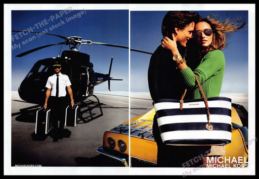 Michael Kors 2010s Print Advertisement (2 pages) 2013 Couple Helicopter Runway Michael Kors