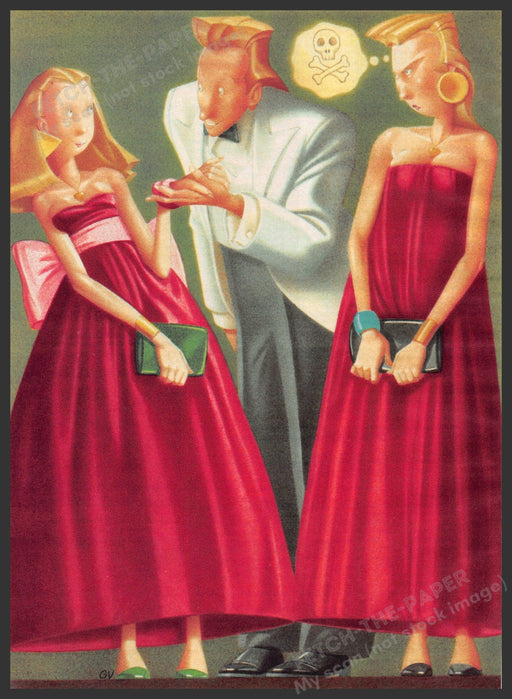 Michel Guire Vaka Artist 1980s Magazine Illustration 1987 "Sibling Rivalry" Michel Guire