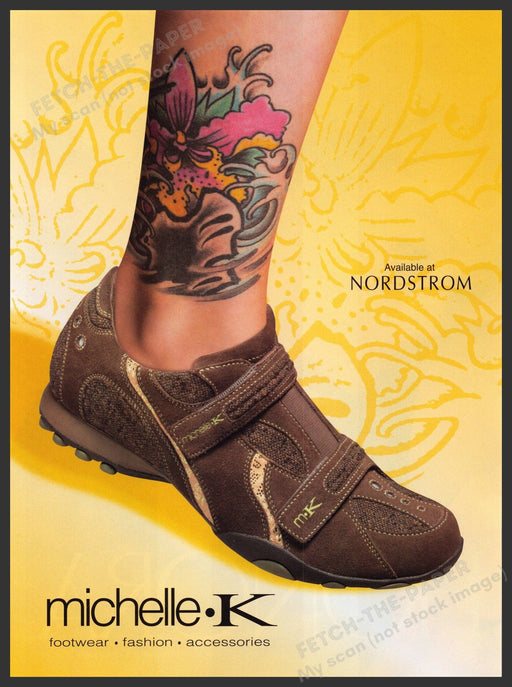 Michelle K Shoes Footwear 2000s Print Advertisement 2005 Tattoo Fetch-the-Paper