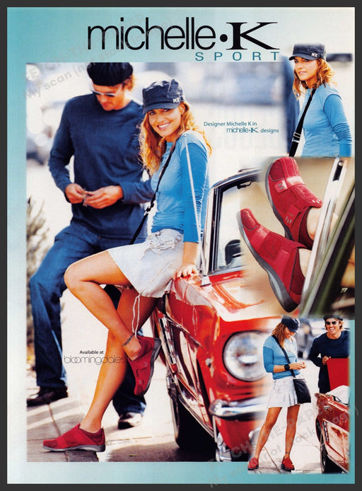 Michelle K Sport Shoes 2000s Print Advertisement Ad 2004 Legs Leaning on Car Fetch-the-Paper