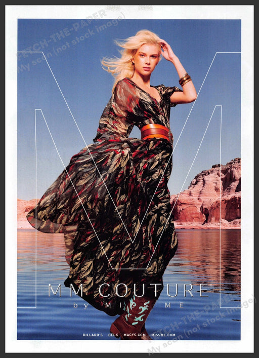 Miss Me Couture 2010s Print Advertisement 2012 MM Model Dress Red Rock Lake Fetch-the-Paper