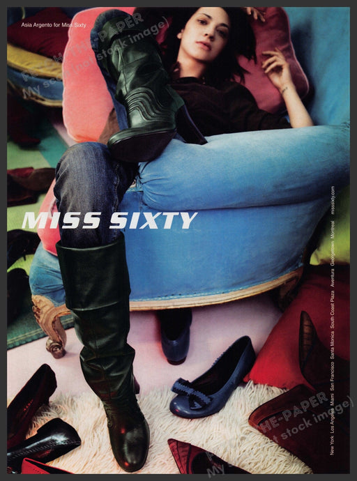 Miss Sixty Footwear Shoes 2000s Print Advertisement 2005 Teen on Couch Fetch-the-Paper