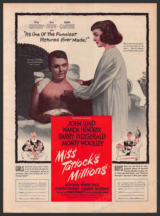 "Miss Tatlock's Millions" Movie Release 1940s Print Advertisement Ad 1948 Fetch-the-Paper