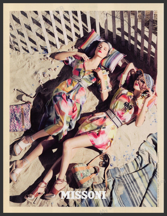 Missoni Clothing 2000s Print Advertisement Ad 2009 Legs Beach Girls Sun Bathing Fetch-the-Paper