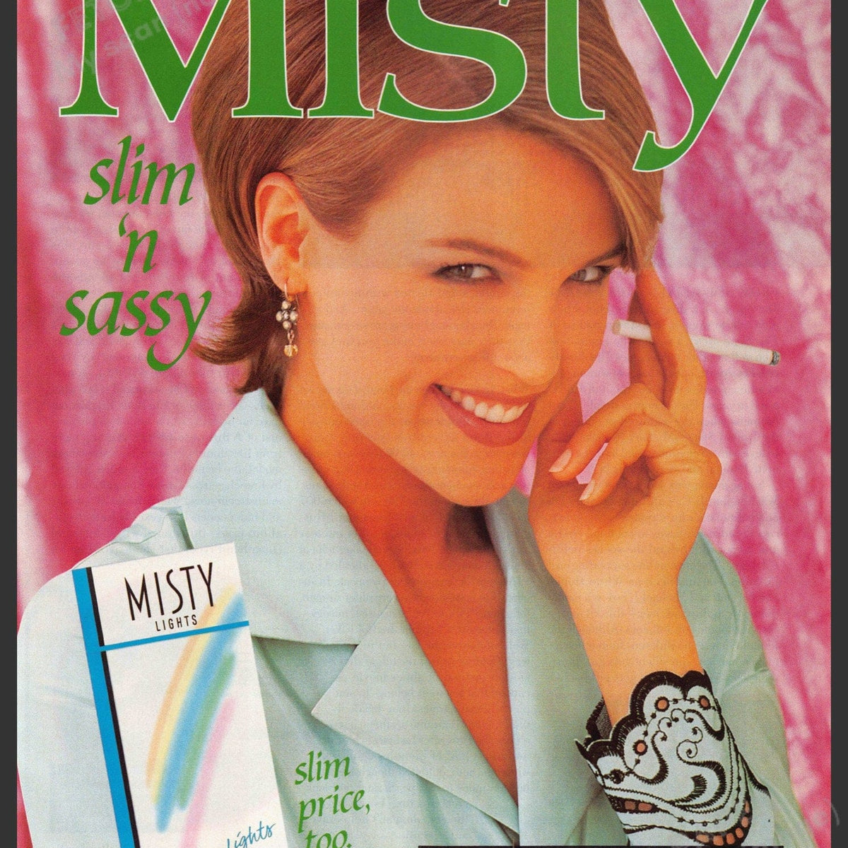 cigarettes misty Blue 120's Slims - Delivery in Under an Hour | Cigarettes vintage mag print ad 1990s
