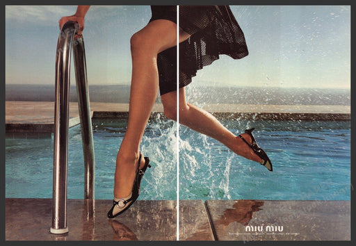 Miu Miu 2000s Print Advertisement (2 pages) 2000 Legs Girls Splashing Pool Miu Miu