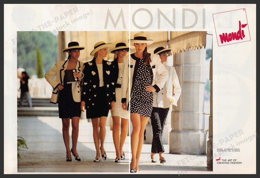 Mondi Clothing 1990s Print Advertisement (2 pages) 1992 Legs Working Women Fetch-the-Paper