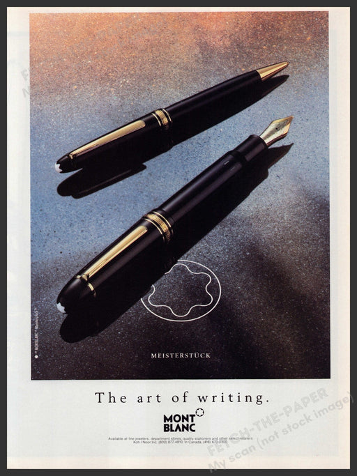 Mont Blanc Pen Meisterstuck 1990s Print Advertisement Ad 1991 The Art of Writing Fetch the Paper!