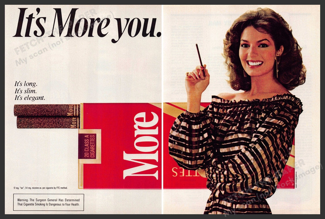 More Cigarettes 1980s Print Advertisement (2 pages) 1983 It's More You More Cigarettes