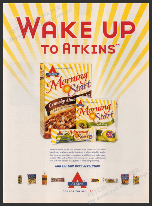 Morning Start Atkins 2000s Print Advertisement 2004 Low-Carb Ad Fetch-the-Paper