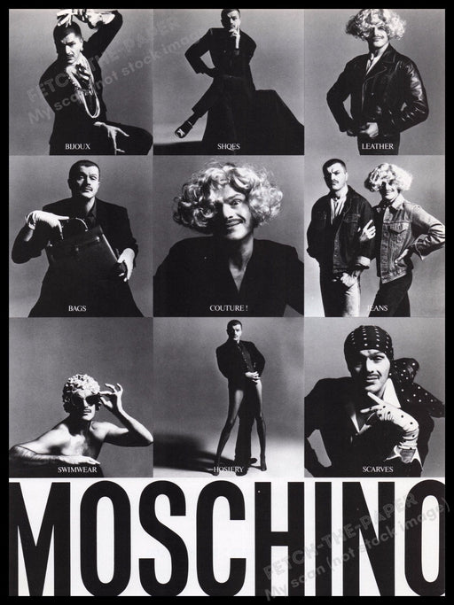 Moschino 1980s Print Advertisement Ad 1989 Designer Franco Photographed Fetch the Paper!