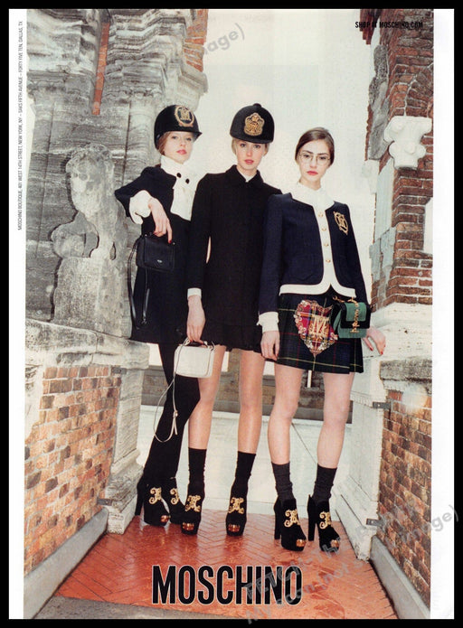 Moschino 2010s Print Advertisement 2013 Legs Socks Girls School Mini Skirts Moschino
