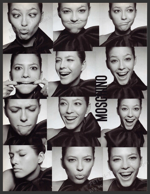 Moschino Clothing 2000s Print Advertisement Ad 2009 Model Many Faces Fetch-the-Paper