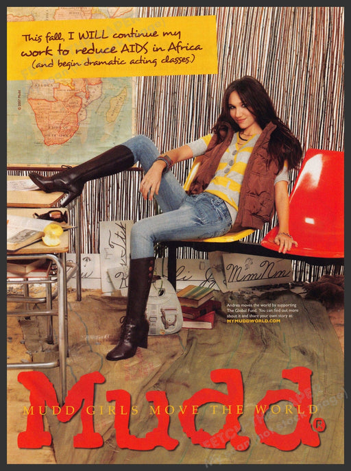 Mudd Footwear 2000s Print Ad 2007 Legs Boots "Mudd girls move the world" Mudd