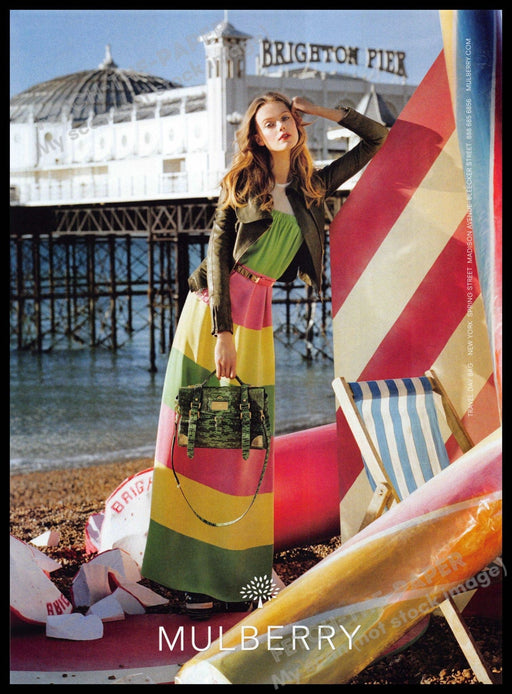 Mulberry 2010s Magazine Print Ad 2012 Brighton Pier England U.K. Mulberry