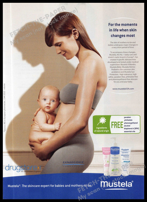 Mustela 2010s Magazine Print Ad 2011 Skin Baby Mother-to-be Infant Silhouette Mustela