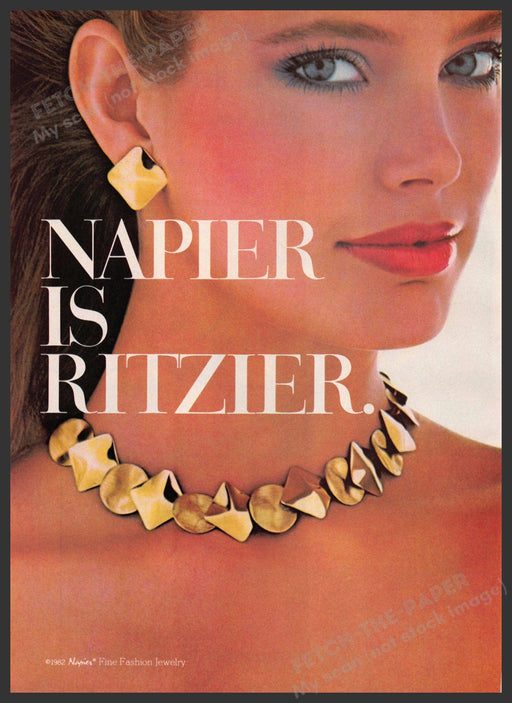 Napier is Ritzier Jewelry 1980s Print Advertisement 1982 Fetch-the-Paper