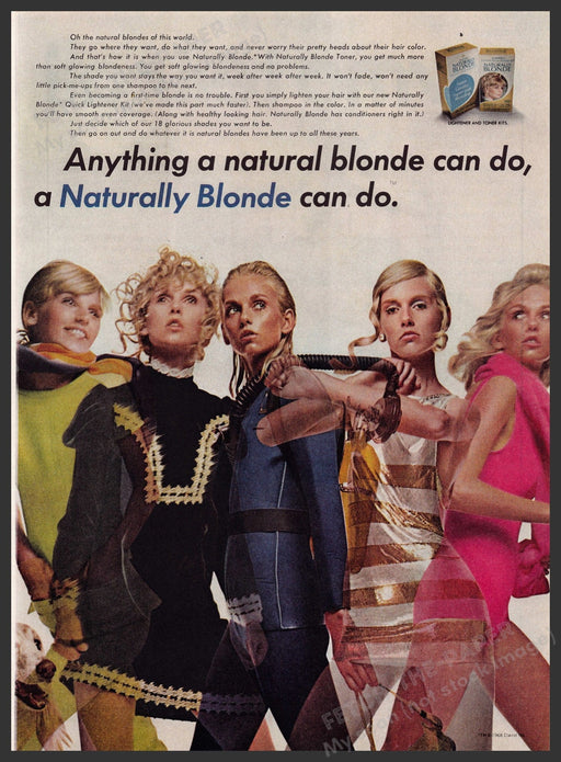 Naturally Blonde Hair 1960s Print Advertisement Ad 1969 Lightener & Toner Kits Fetch the Paper!
