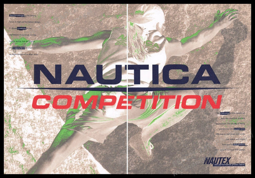 Nautica Competition 1990s Print Advertisement (2 pages) 1997 Rock Climbing Fetch the Paper!