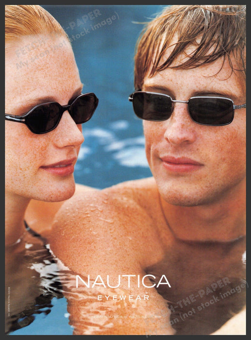 Nautica Eyewear 2000s Print Advertisement 2000 Freckles Couple in Pool Nautica