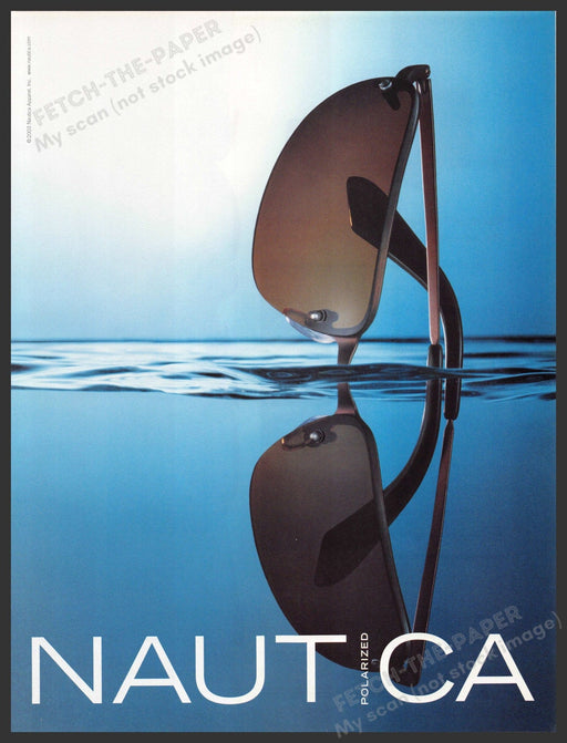 Nautica Polarized 2000s Print Advertisement 2003 Sunglasses Water Fetch-the-Paper
