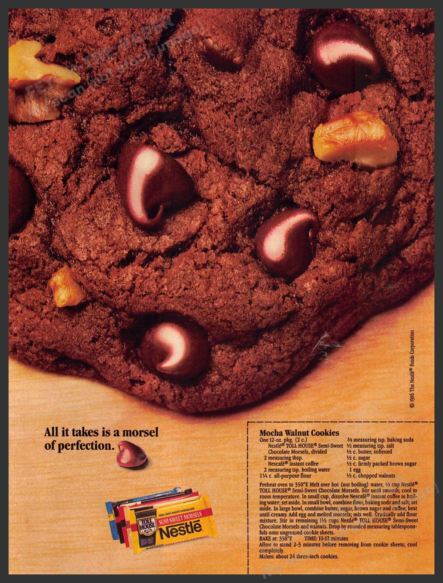Vintage 1986 Nestle Mocha Walnut Cookies Print Ad — Fetch-the-Paper