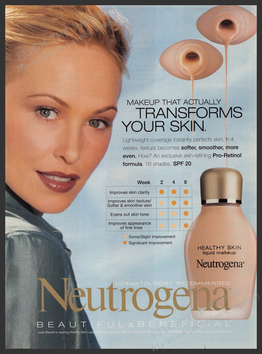 Neutrogena Josie Bissett 2000s Print Advertisement 2002 Skin Cosmetics Fetch-the-Paper