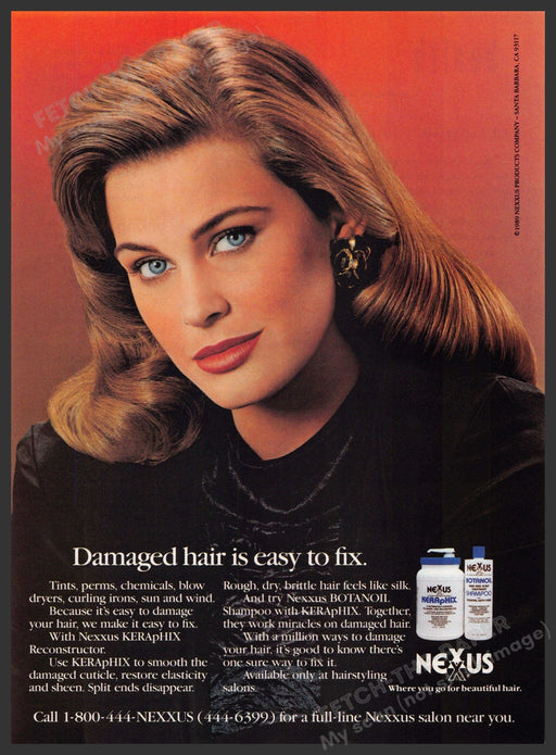 Nexxus 1990s Print Advertisement 1990 KERApHIX Damaged Hair Easy Fix Nexxus