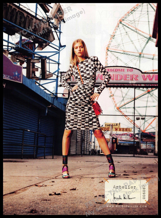 Nicole Miller 2010s Magazine Print Ad 2012 Legs Wonder Wheel Coney Island Nicole Miller