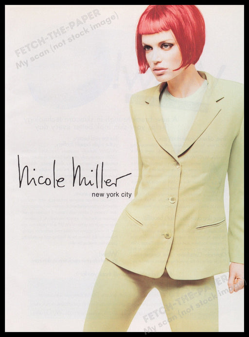 Nicole Miller Clothing 1990s Print Advertisement Ad 1996 Redhead New York City Fetch the Paper!